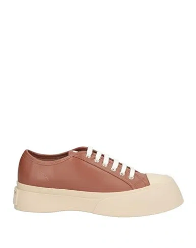 Marni Woman Sneakers Brown Size 5 Leather In Multi