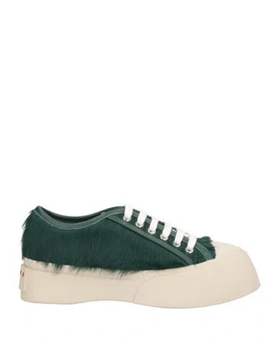 Marni Woman Sneakers Dark Green Size 6 Leather In Animal Print