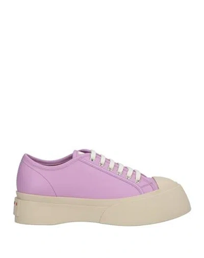 Marni Woman Sneakers Lilac Size 6 Leather In Pink