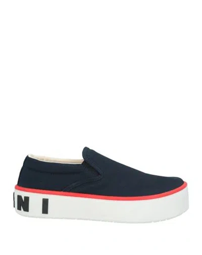 Marni Woman Sneakers Midnight Blue Size 11 Textile Fibers In Blue