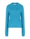 Marni Woman Sweater Azure Size 8 Mohair Wool, Polyamide, Wool In Blue