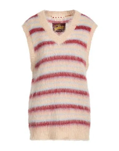 Marni Woman Sweater Beige Size 12 Mohair Wool, Polyamide, Wool In Multi
