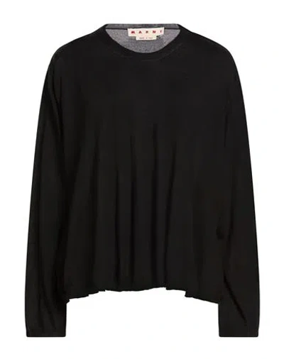 Marni Woman Sweater Black Size 8 Virgin Wool, Silk
