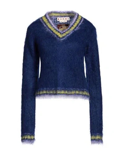Marni Woman Sweater Blue Size 4 Mohair Wool, Polyamide