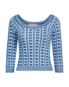 Marni Woman Sweater Blue Size 8 Cotton In Blue