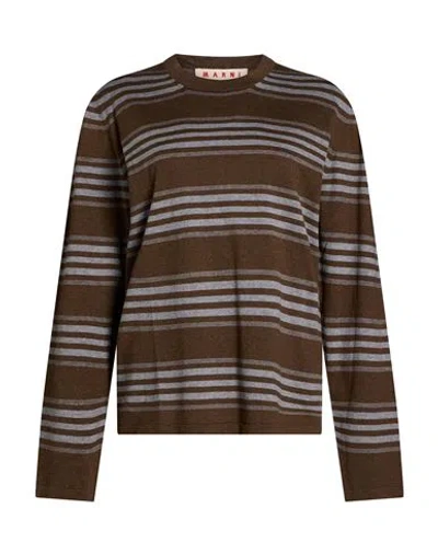 Marni Woman Sweater Brown Size 16 Cotton