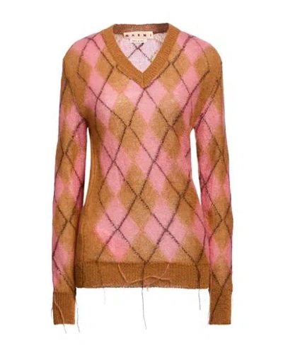 Marni Woman Sweater Camel Size 0 Mohair Wool, Polyamide, Wool In Beige