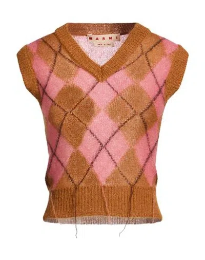 Marni Woman Sweater Camel Size 2 Mohair Wool, Polyamide, Wool In Multi