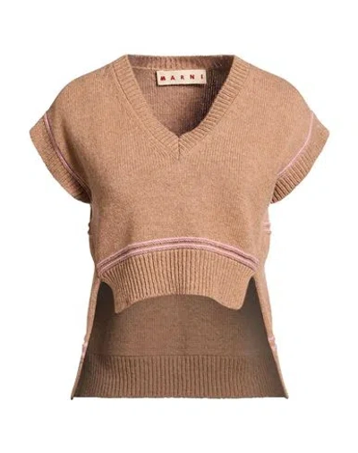 Marni Woman Sweater Camel Size 2 Virgin Wool In Neutral