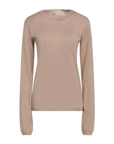 Marni Woman Sweater Camel Size 6 Virgin Wool, Silk