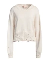 Marni Distressed Cropped Knitted Jumper In White
