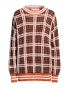 Marni Checked Crew Neck Jumper In Brown