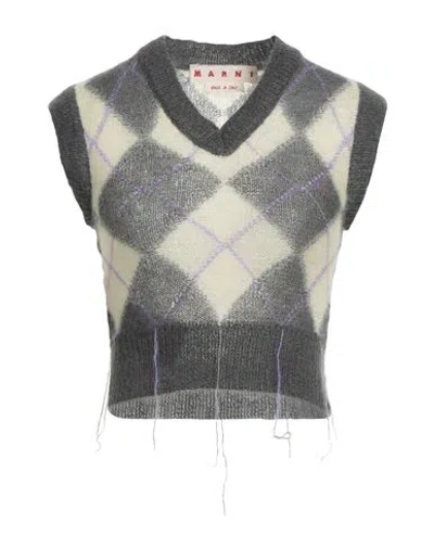 Marni Woman Sweater Grey Size 2 Mohair Wool, Polyamide, Wool In Multi