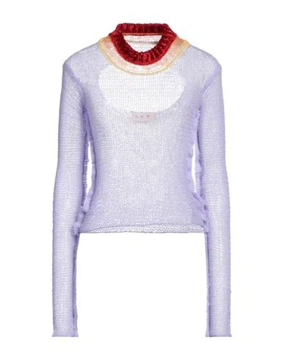 Marni Woman Sweater Light Purple Size 6 Virgin Wool, Cashmere, Viscose, Wool, Mohair Wool In Blue