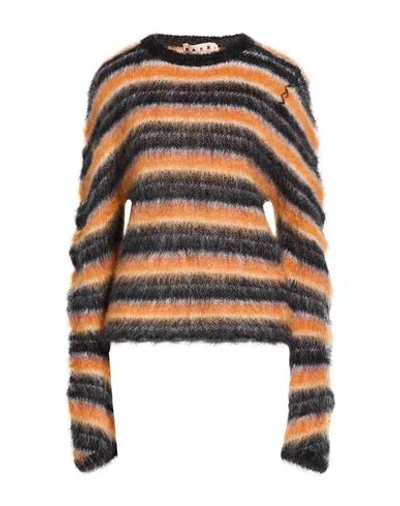 Marni Woman Sweater Orange Size 6 Mohair Wool, Polyamide