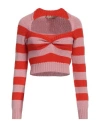 Marni Cropped Wool Sweater With Pink And Red Stripes In Pink