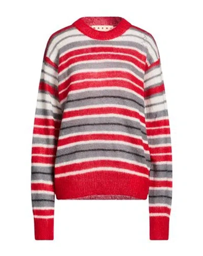 Marni Woman Sweater Red Size 2 Mohair Wool, Polyamide, Wool In Multi