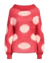 Marni Jacquard Knit Sweater With Polka Dot Motif In Red