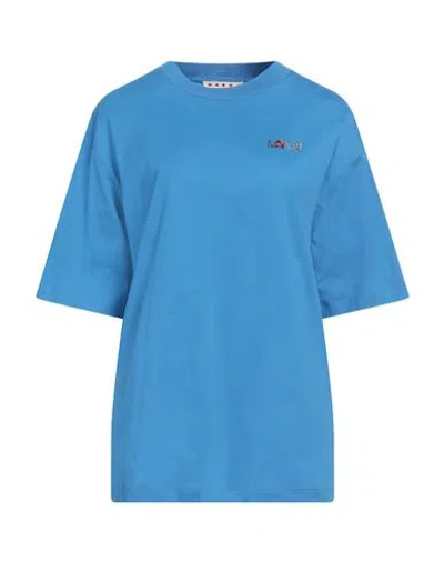 Marni Woman T-shirt Azure Size 6 Cotton In Blue
