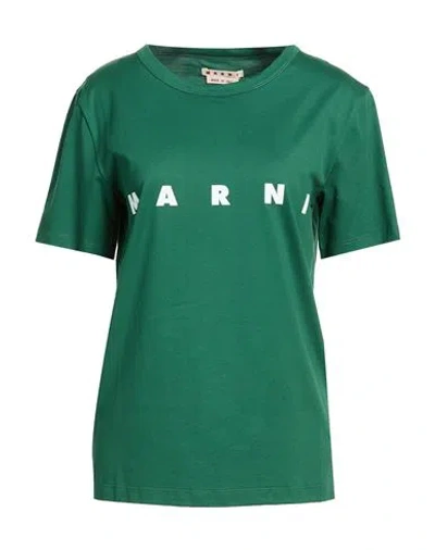Marni Woman T-shirt Emerald Green Size 10 Cotton