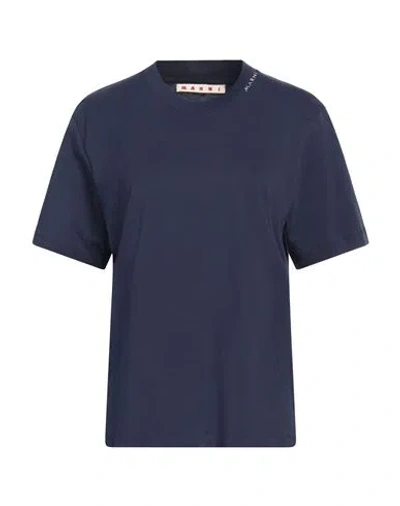 Marni Woman T-shirt Midnight Blue Size 6 Cotton