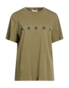Marni Woman T-shirt Military Green Size 10 Cotton
