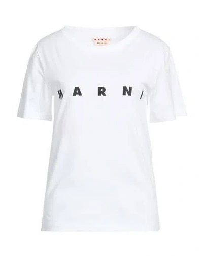 Marni Oversized Cotton T-shirt With Front Logo In White