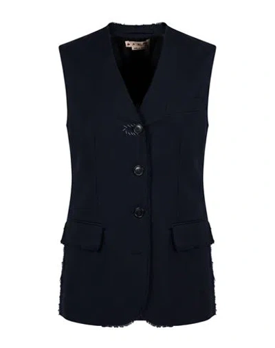 Marni Woman Tailored Vest Midnight Blue Size 4 Virgin Wool