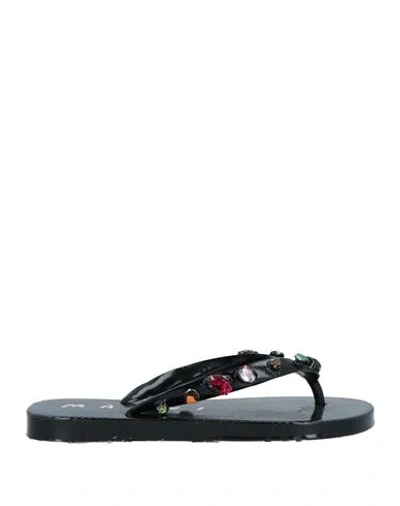 Marni Woman Thong Sandal Black Size 8-9 Technical Fibers