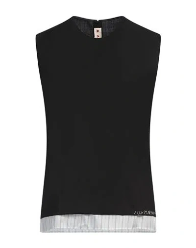 MARNI MARNI WOMAN TOP BLACK SIZE 10 VIRGIN WOOL