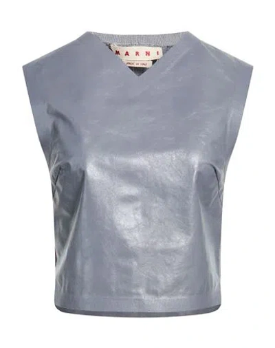MARNI MARNI WOMAN TOP GREY SIZE 6 GOAT SKIN, VISCOSE, POLYAMIDE, ELASTANE