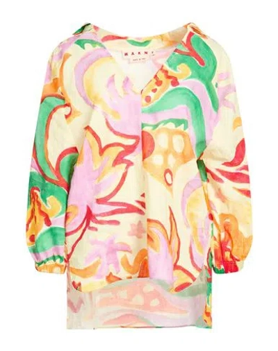 Marni Woman Top Pastel Yellow Size 10 Linen, Viscose In Multi