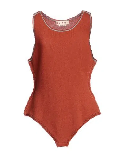 Marni Woman Top Rust Size 10 Cashmere In Red
