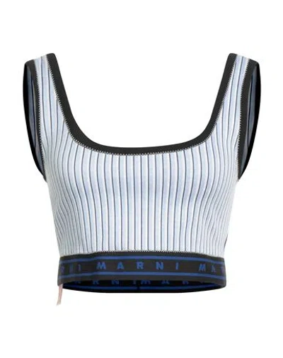 Marni Woman Top Sky Blue Size 6 Polyamide, Cotton, Viscose, Elastane