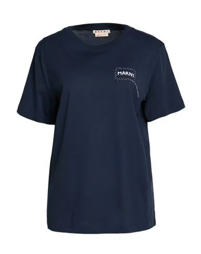 Marni Woman T-shirt Midnight Blue Size 10 Cotton