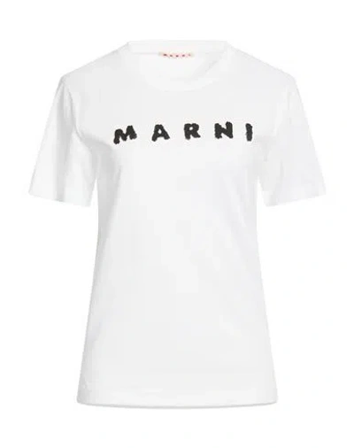 Marni Oversized Cotton T-shirt With Front Logo In White