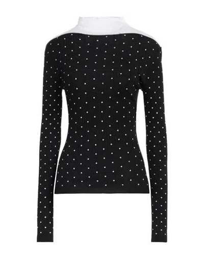 Marni Ribbed Intarsia Cotton Turtleneck Sweater In Black