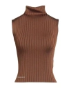 Marni Woman Turtleneck Brown Size 8 Viscose, Polyamide, Elastane In Brown