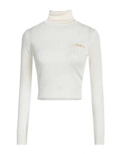 Marni Woman Turtleneck Ivory Size 6 Virgin Wool, Silk In White
