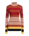 Marni Multi Stripe High-neck Wool Sweater In Rust
