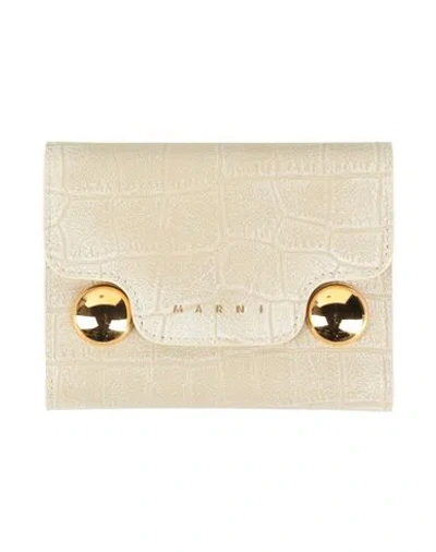 Marni Woman Wallet Beige Size - Cow Leather, Zamak, Brass
