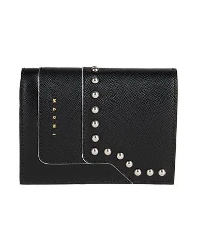 Marni Woman Wallet Black Size - Cow Leather, Brass