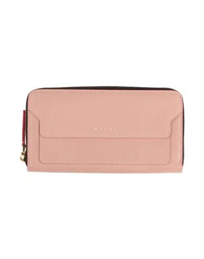 Marni Woman Wallet Blush Size - Cow Leather, Ovine Leather In Pink