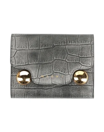 Marni Woman Wallet Charcoal Size - Cow Leather, Zamak, Brass In Grey