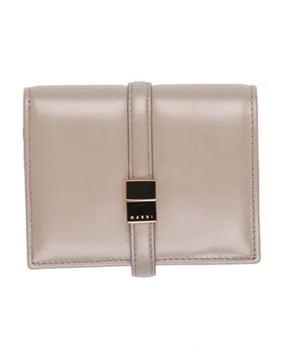 Marni Woman Wallet Taupe Size - Cow Leather, Brass In Grey