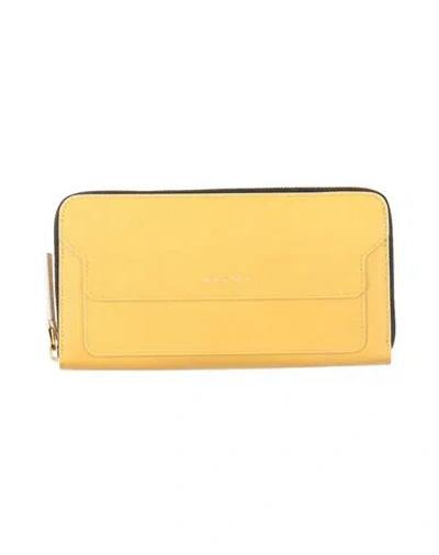 Marni Woman Wallet Marigold Size - Cow Leather In Yellow