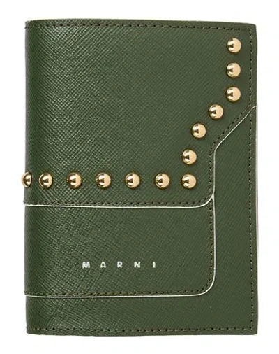 Marni Woman Wallet Military Green Size - Cow Leather, Brass