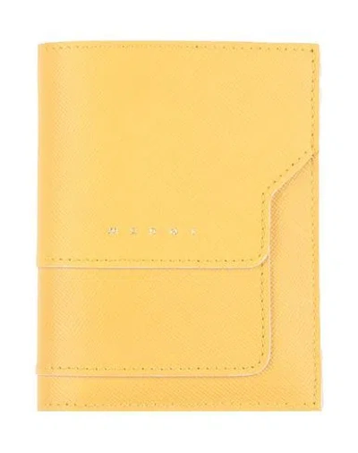 Marni Woman Wallet Ocher Size - Bovine Leather In Yellow