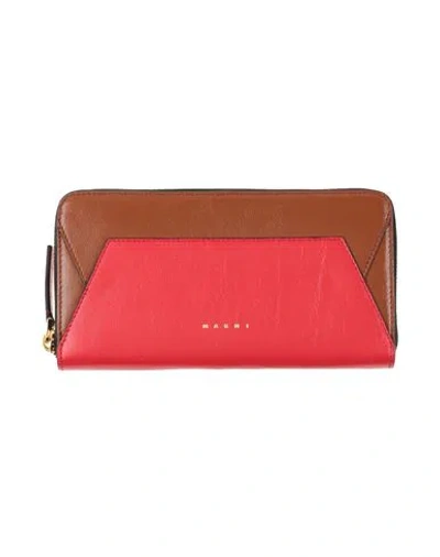 Marni Woman Wallet Red Size - Cow Leather, Brass In Red