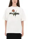 Marni White Cotton T-shirt With Tulip Print Women In White